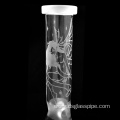 HIGH BOROSILICATE GLASS FLOWER AND SKULL PATTERN sandlasted glass smoking water pipe beaker shape glass bong